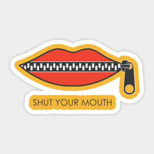 Shut your mouth concept.Red Lips zipped Sticker